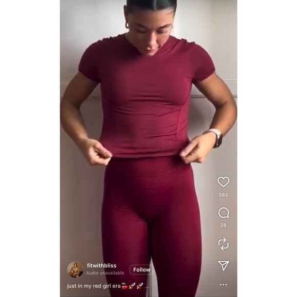 Oneractive timeless high-waisted leggings mulled wine women's medium regular len - Picture 1 of 4